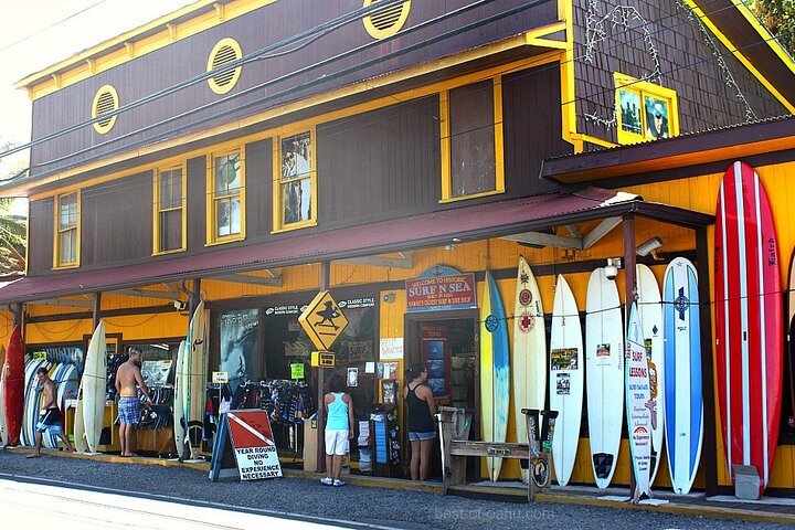"Haleiwa Surf Shop: Ride the North Shore waves! Premium boards, local gear & expert advice. ‍♀️ Dive into Hawaii's surf culture! #Haleiwa"